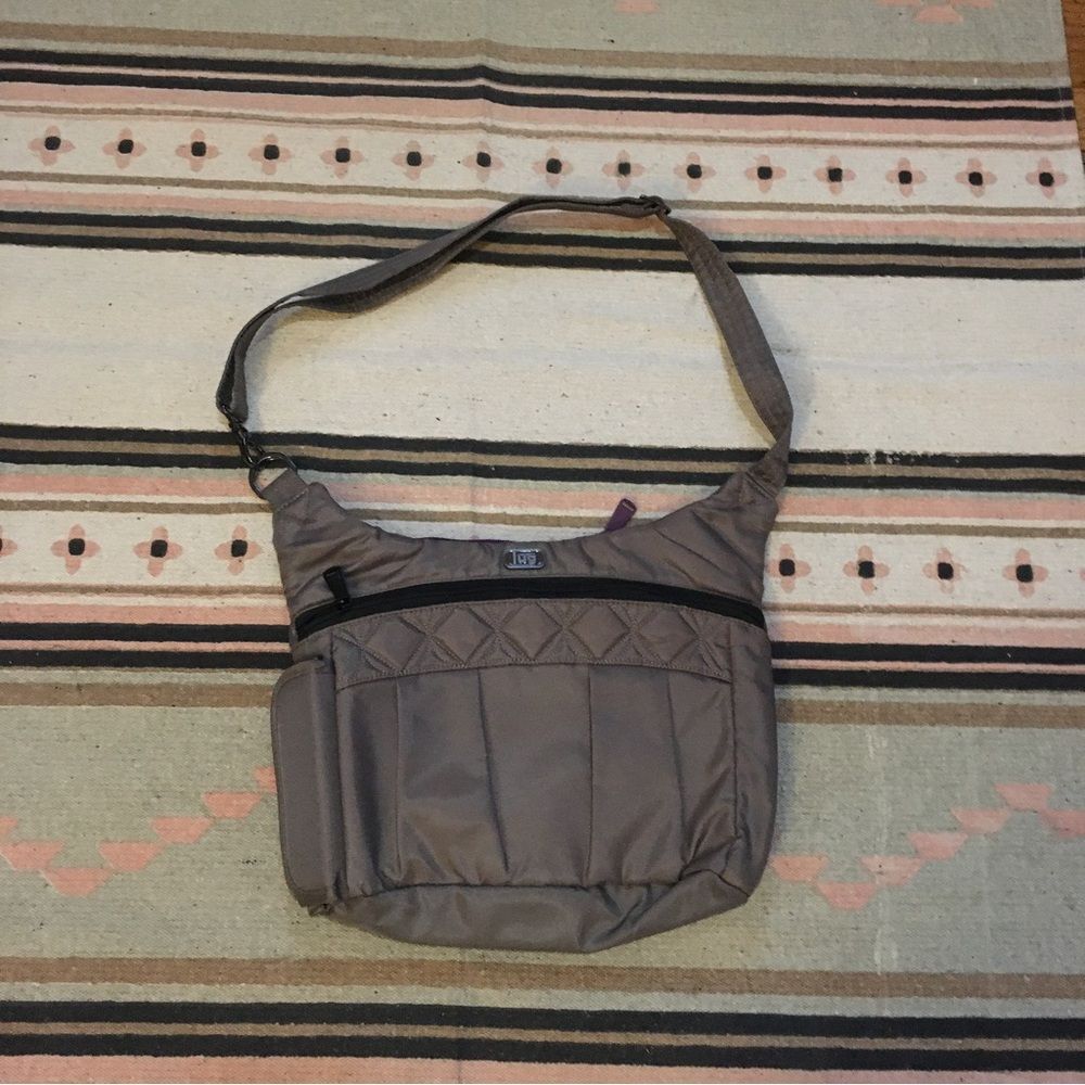 Lug Swing small light brown travel bag purse multi pockets lightweight Crossbody